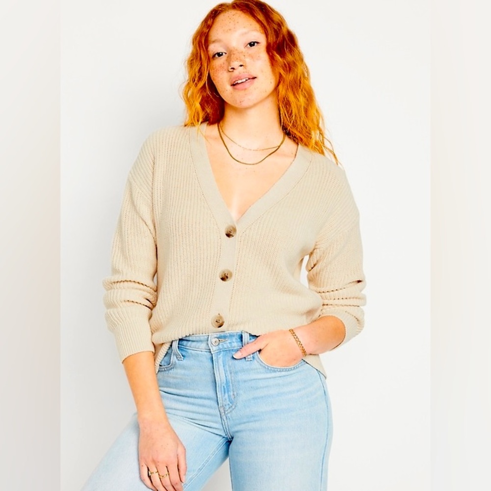 100% Cotton Old Navy Classic Cardigan | Oatmeal Heather